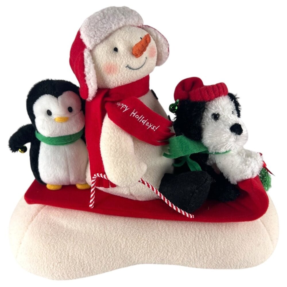 Hallmark‎ Jingle Pals Snowman Plush Penguin And Dog On Sled Musical Motion Works